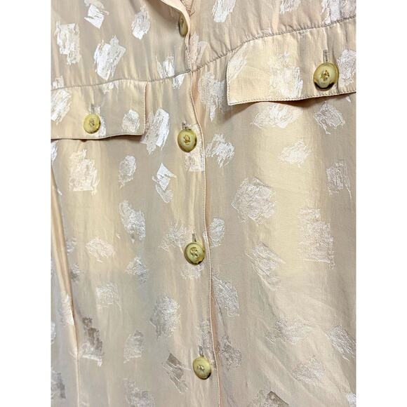 Tahari Jacquard Silk Pale Yellow Double Breasted Blouse size 8 - Picture 5 of 9